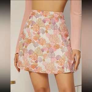 Floral Coral Print Women's Skirt